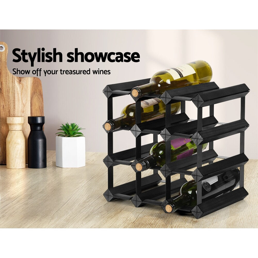 Artiss 12 20 42 72 Bottle Timber Wine Rack Storage Wooden Racks Black