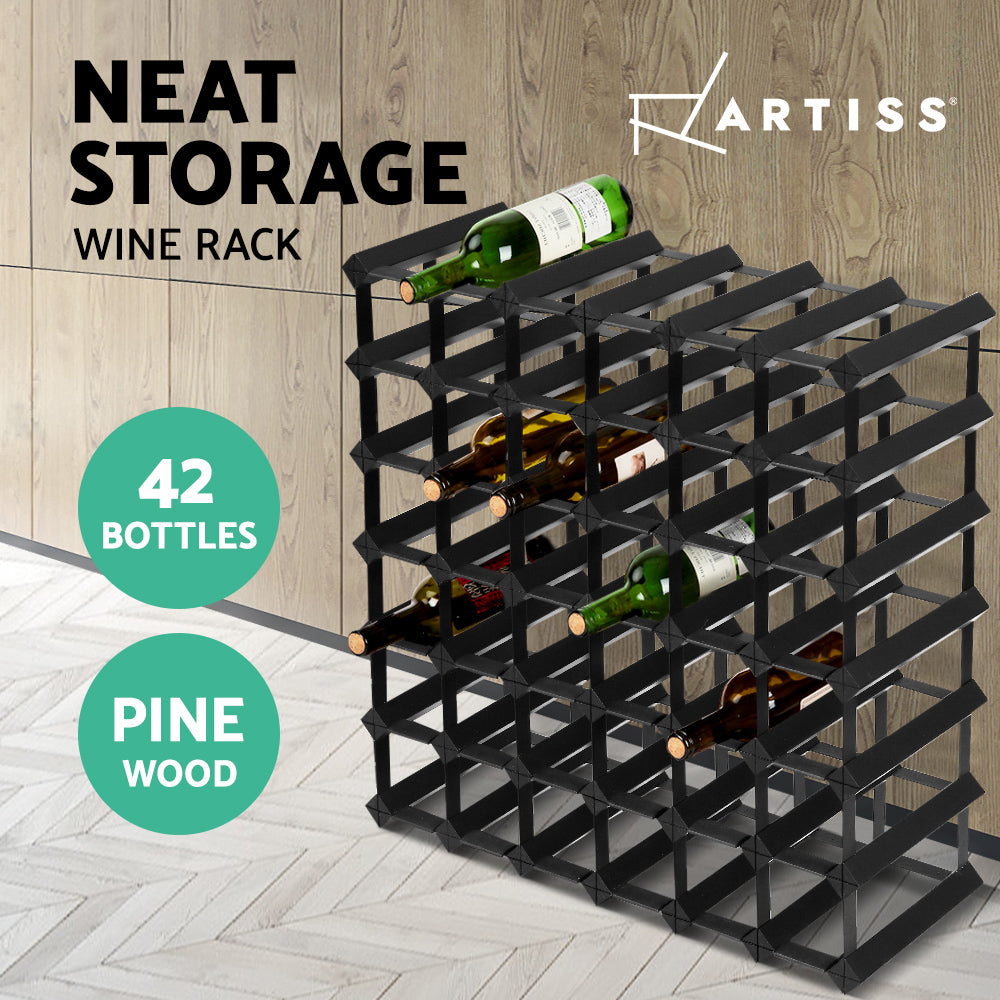 Artiss 12 20 42 72 Bottle Timber Wine Rack Storage Wooden Racks Black