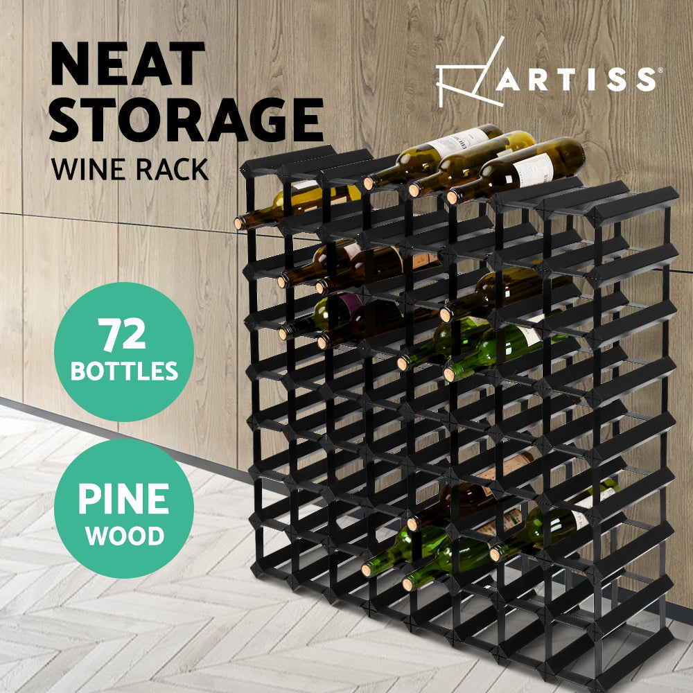 Artiss 12 20 42 72 Bottle Timber Wine Rack Storage Wooden Racks Black