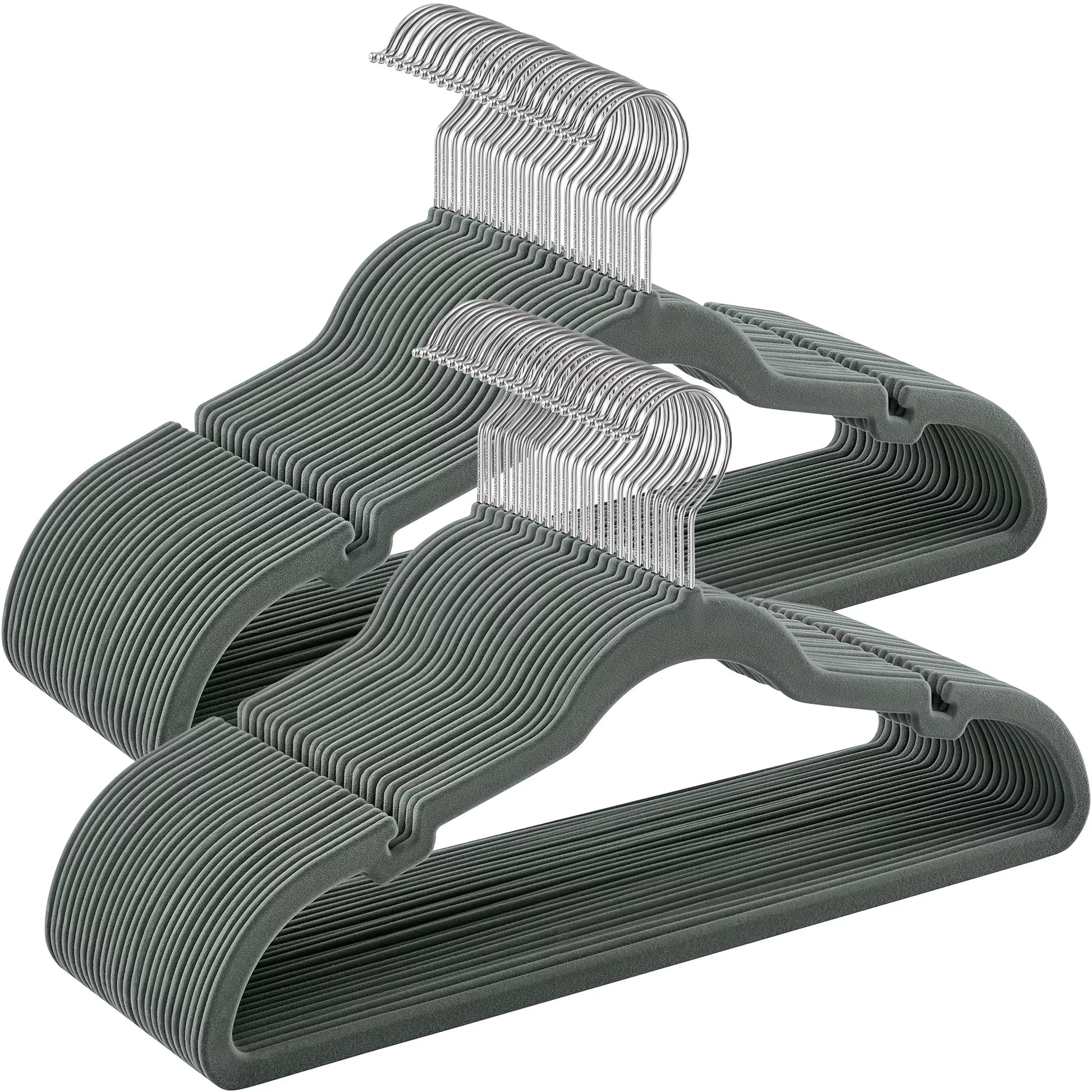 Velvet Clothes Hangers 30/50 Pack Non-Slip with Shoulder Notches Pants Bar 360° Swivel Hook for Suit Storage