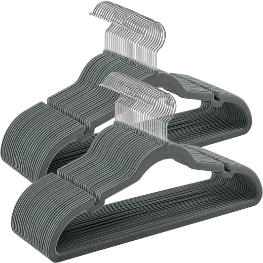 Velvet Clothes Hangers 30/50 Pack Non-Slip with Shoulder Notches Pants Bar 360° Swivel Hook for Suit Storage