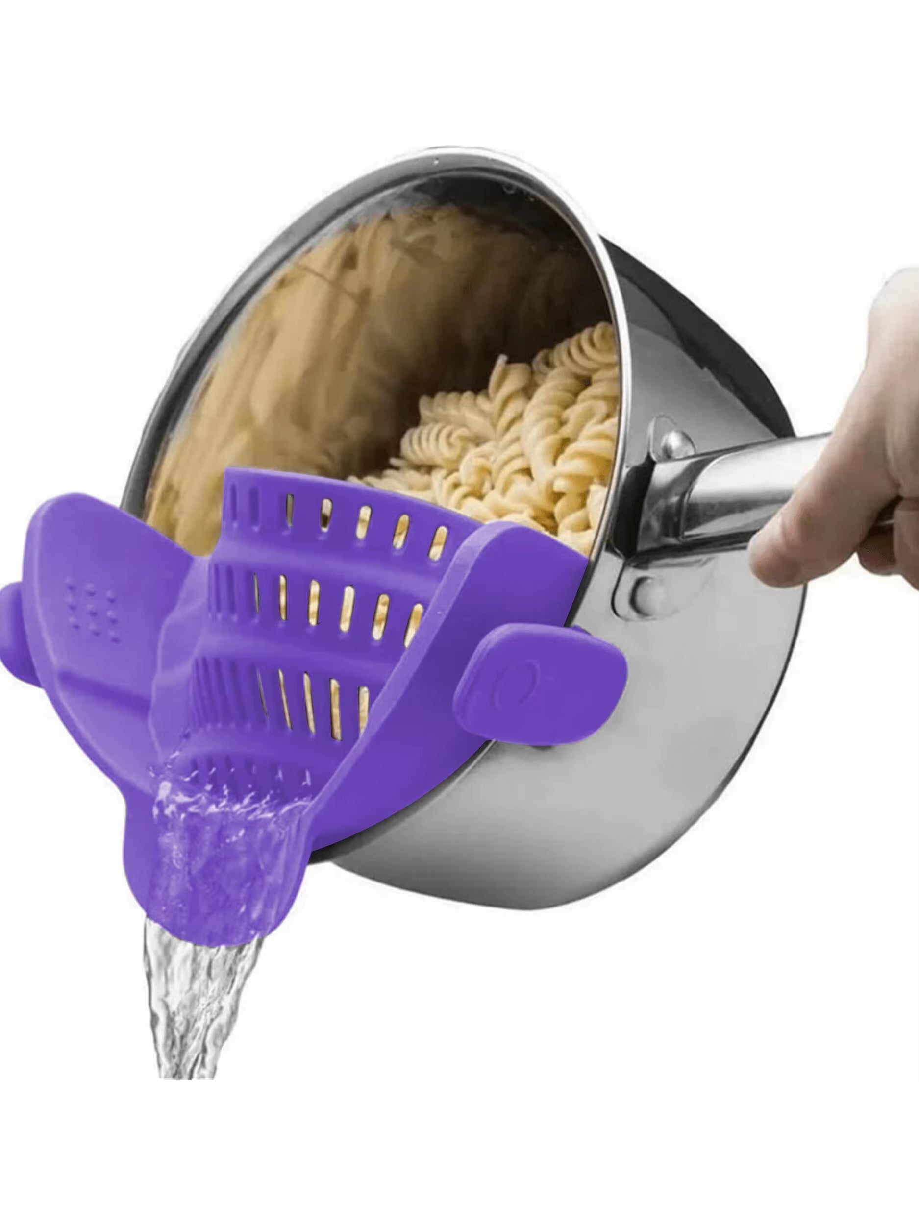 1Pc Adjustable Silicone Clip-On Strainer for Pots, Pans, and Bowls - Handheld Drainer for Noodles, Pasta