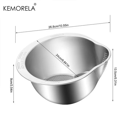 Rice Washer Strainer Bowl Stainless Steel 304 Rice Washing Bowl Rice Sieve Colander Fruit and Vegetable Strainer Kitchen Tools