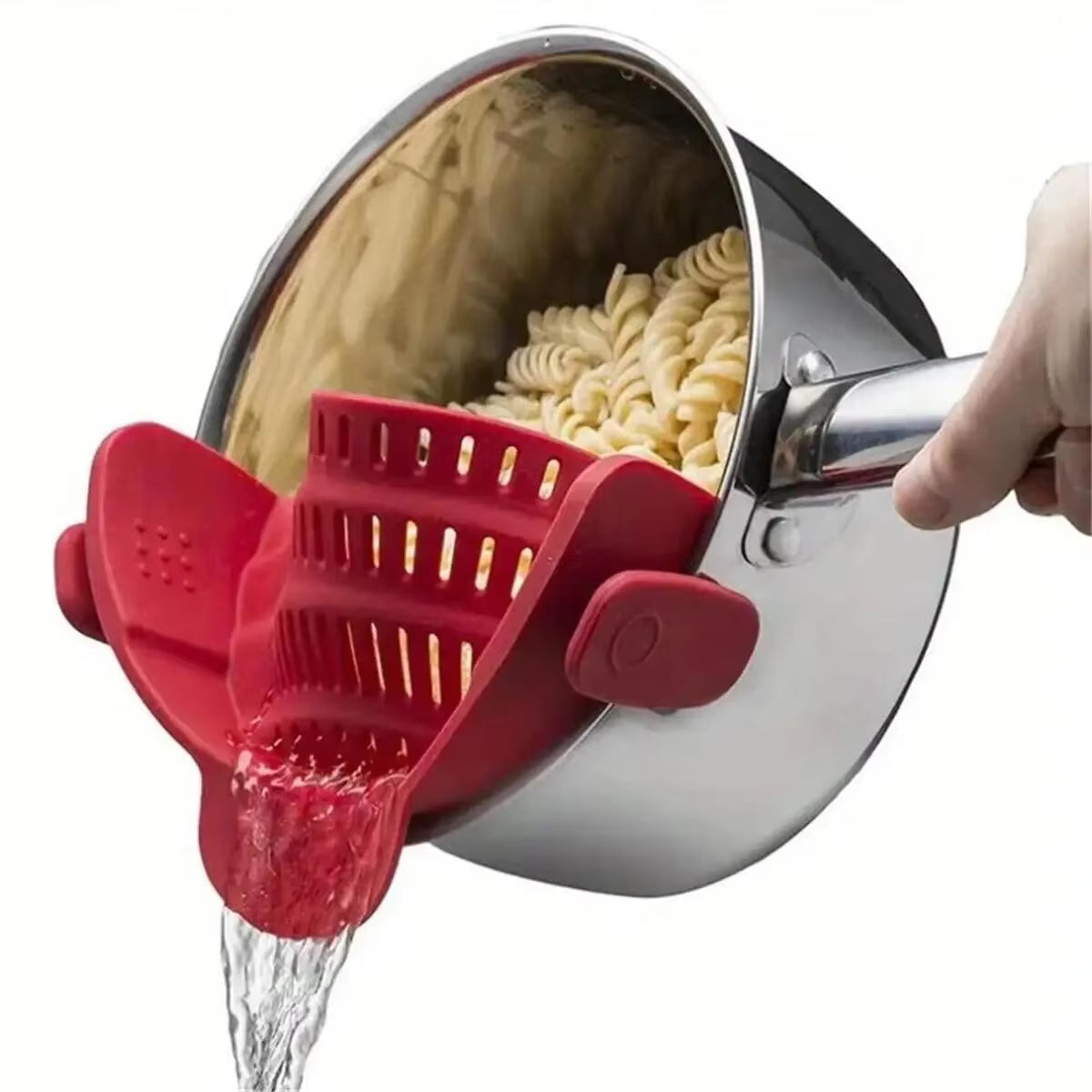 1Pc Adjustable Silicone Clip-On Strainer for Pots, Pans, and Bowls - Handheld Drainer for Noodles, Pasta