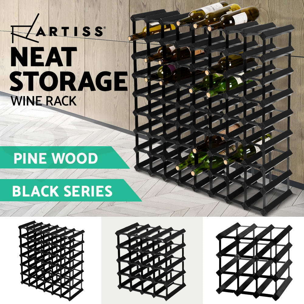 Artiss 12 20 42 72 Bottle Timber Wine Rack Storage Wooden Racks Black