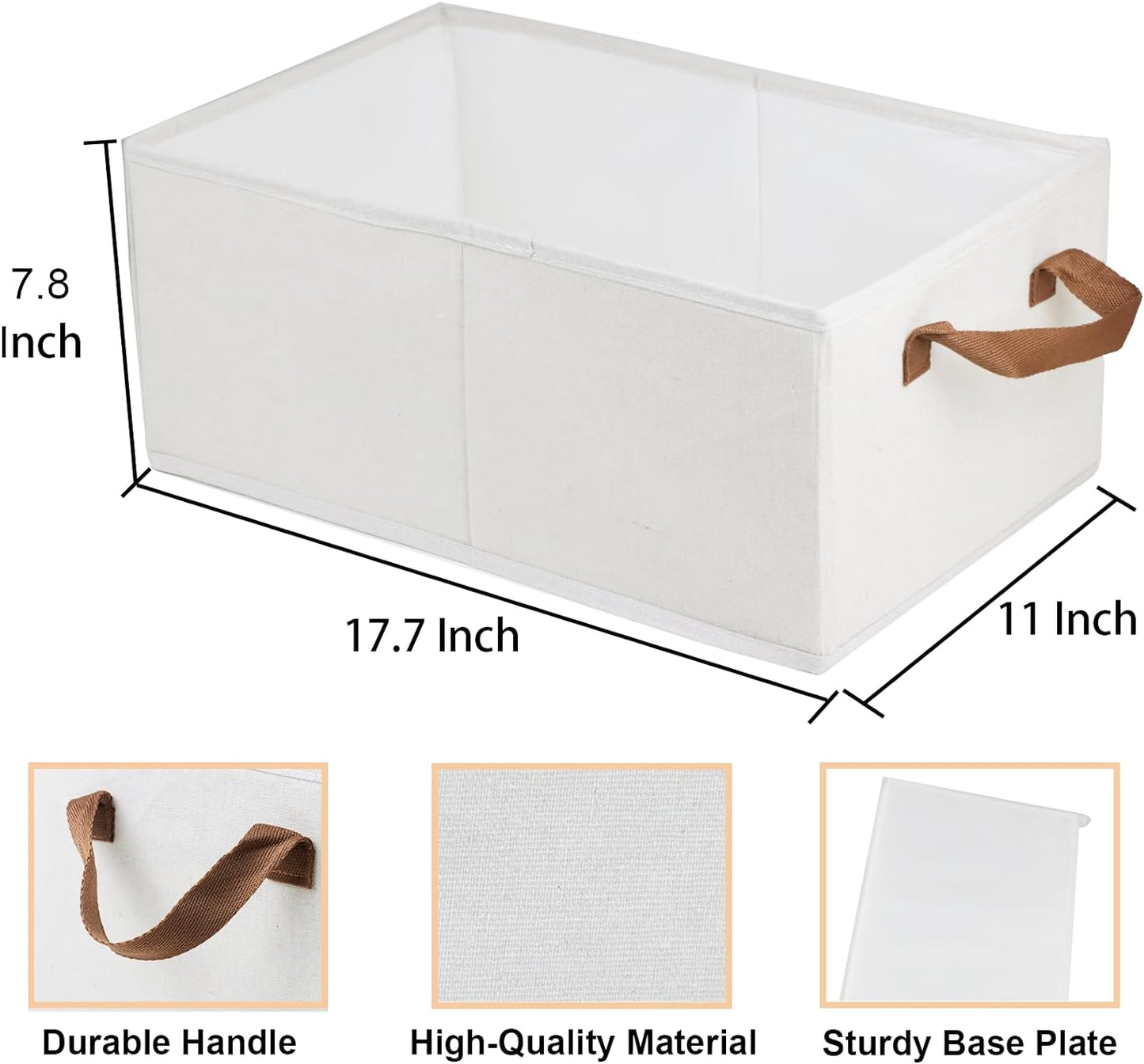 Pack of 3 Large Capacity Storage Bins Closet Organizer System, Sturdy Foldable Storage Boxes for Organizing Clothing, Sheets, Toys, Books-Shelf Organizer Shelves Basket Storage Bin (White)