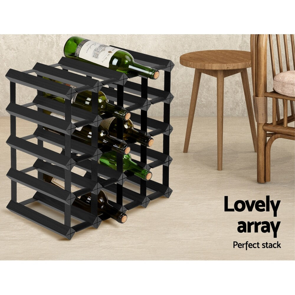 Artiss 12 20 42 72 Bottle Timber Wine Rack Storage Wooden Racks Black
