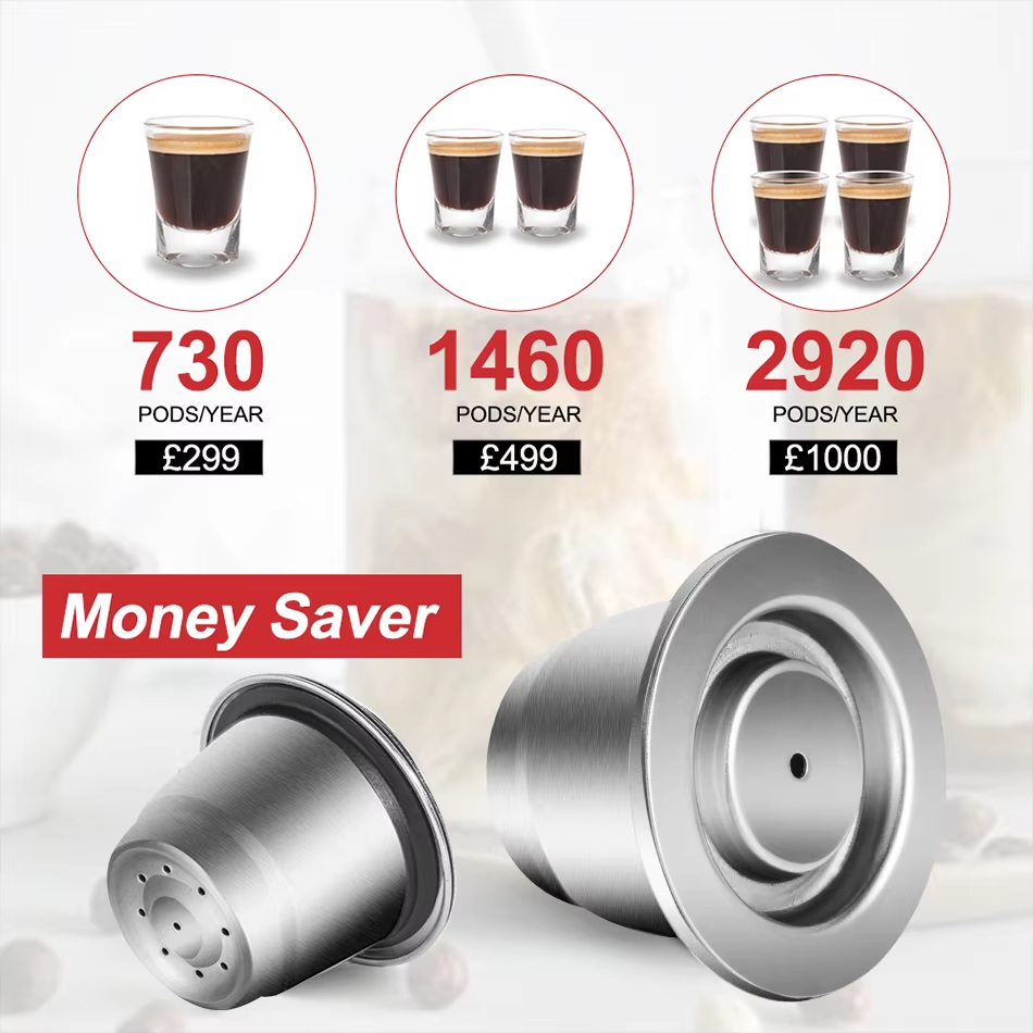 Coffee Capsule Reusable for Nespresso Cafe Machine Stainless Steel Pod Reutilisable Coffee Filters Eco-Friendly Cup