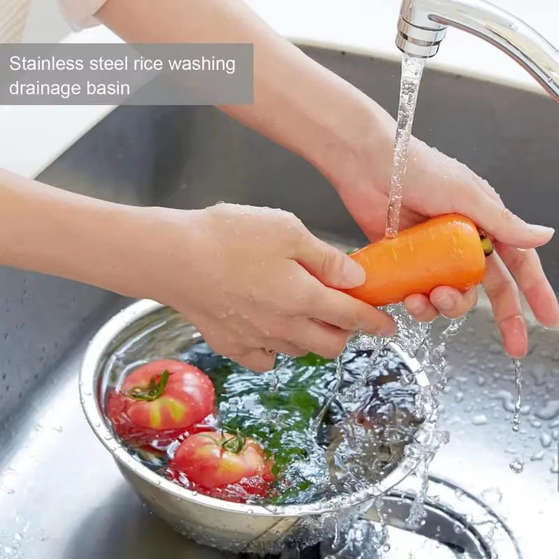 Rice Washer Strainer Bowl Stainless Steel 304 Rice Washing Bowl Rice Sieve Colander Fruit and Vegetable Strainer Kitchen Tools