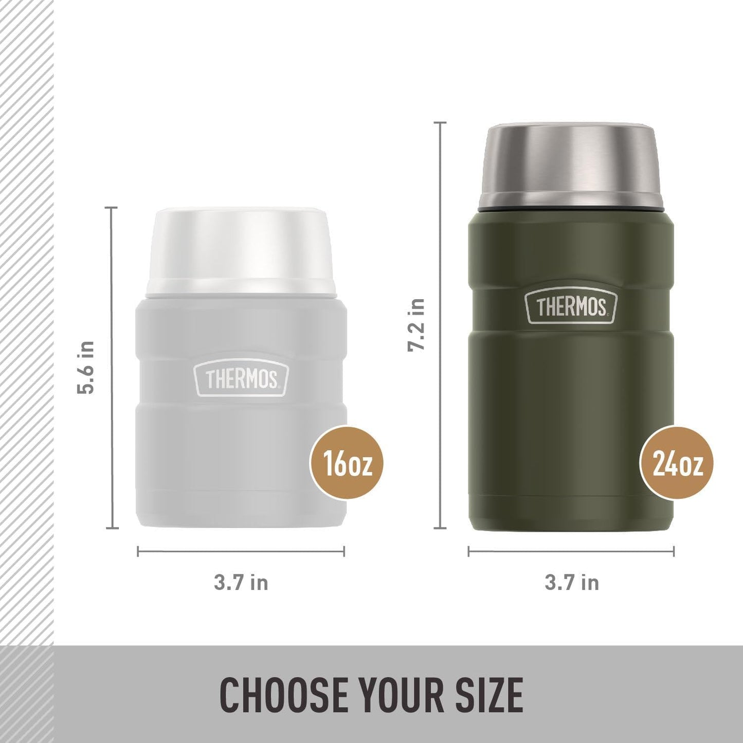 Stainless King Vacuum-Insulated Food Jar, 24 Ounce, Army Green